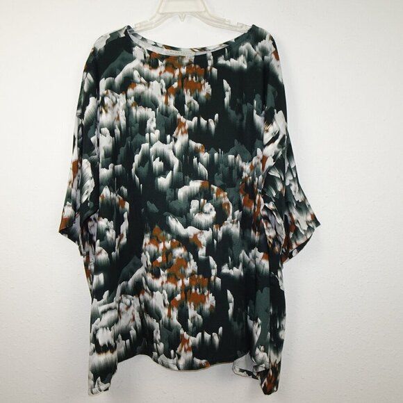 Bryn Walker Tunic Women's Plus Size 2X Green Bex Shirt Floral Short Sleeve - Picture 1 of 9